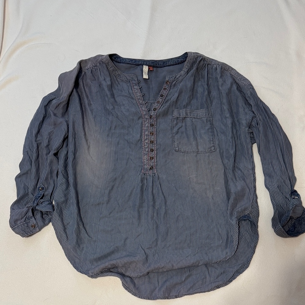 Pilcro Blue and White Striped Top